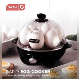 DASH Rapid 6 Egg Cooker Boiled Poached Scrambled Omelets buzzer sounds blk 360w